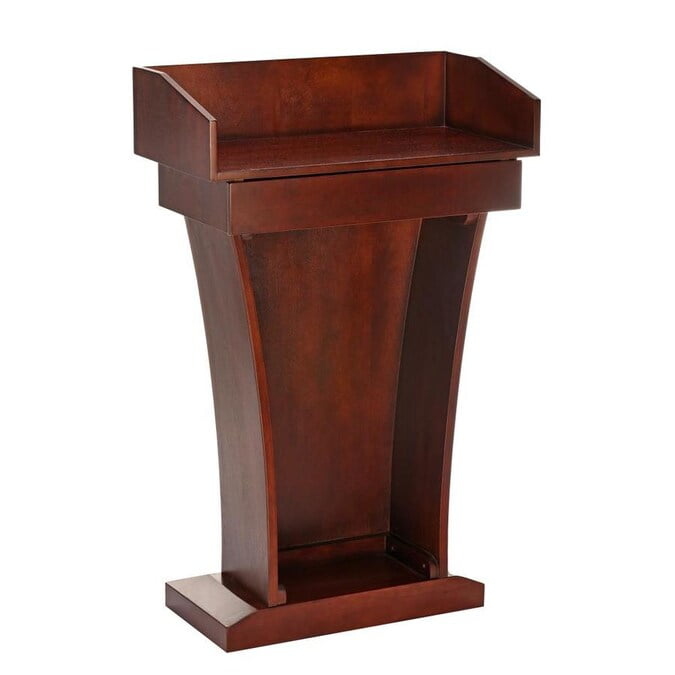 AdirOffice Cherry Wood Stand-Up Podium Lectern Speaker Stand with Drawer and Storage Area