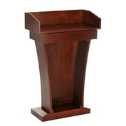 AdirOffice Cherry Wood Stand-Up Podium Lectern with Drawer and Storage Area with Black Cover