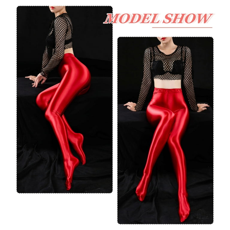 Glossy Opaque Pantyhose for Women High Waist Oil Shiny Tights Stockings  Yoga Pants Training Women Sports Fitness Footed Leggings Sexy Streetwear