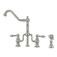 thumbnail image 2 of Whitehaus Twisthaus Plus Bridge Faucet with Long Traditional Swivel Spout, Lever Handles and Solid Brass Side Spray, 2 of 5