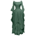 thumbnail image 2 of BiZtdJrK Women's Renaissance Maixi Dress Puff Sleeve Off the Shoulder Ruffle Corset Dresses Plus Size Halloween Party Outfits Army Green L, 2 of 6