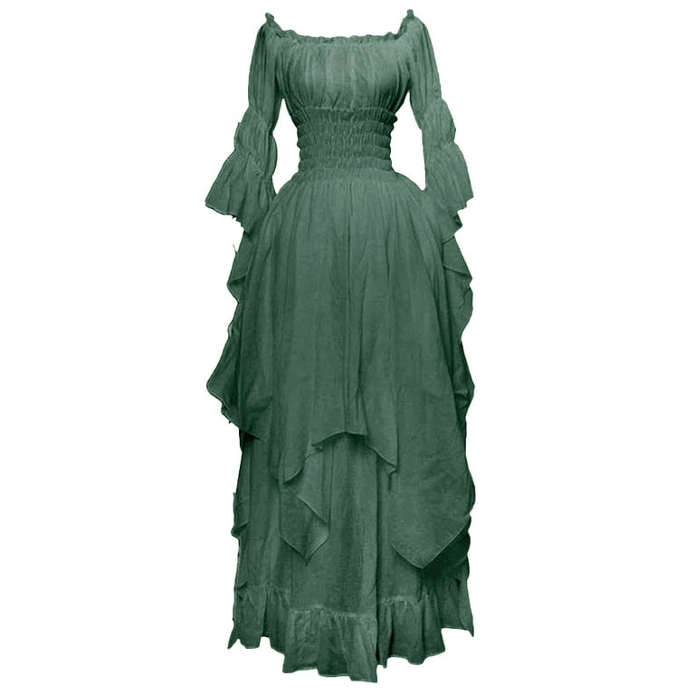 IROINNID Long Dress for Women Formal Wedding Guest Formal Dress Long Sleeve  Off-the-shoulder Plus Size Dress,Olive Green - Walmart.com