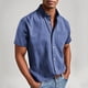 thumbnail image 1 of pstuiky Camisas de vestir de manga corta para hombre, Camisas de manga corta con cuello vuelto y botones sueltos informales de color sólido para hombre camisas casuales para hombre l, 1 of 5