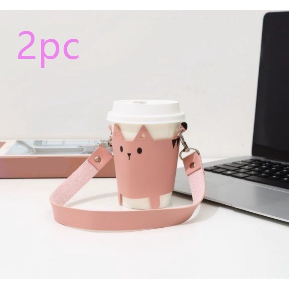 (Taza no incluida) Bonita y bonita funda for termo, funda for tetera cruzada portátil con osito de peluche