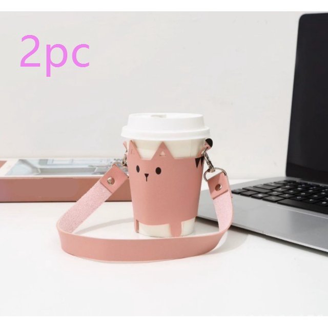 (Taza no incluida) Bonita y bonita funda for termo, funda for tetera cruzada portátil con osito de peluche
