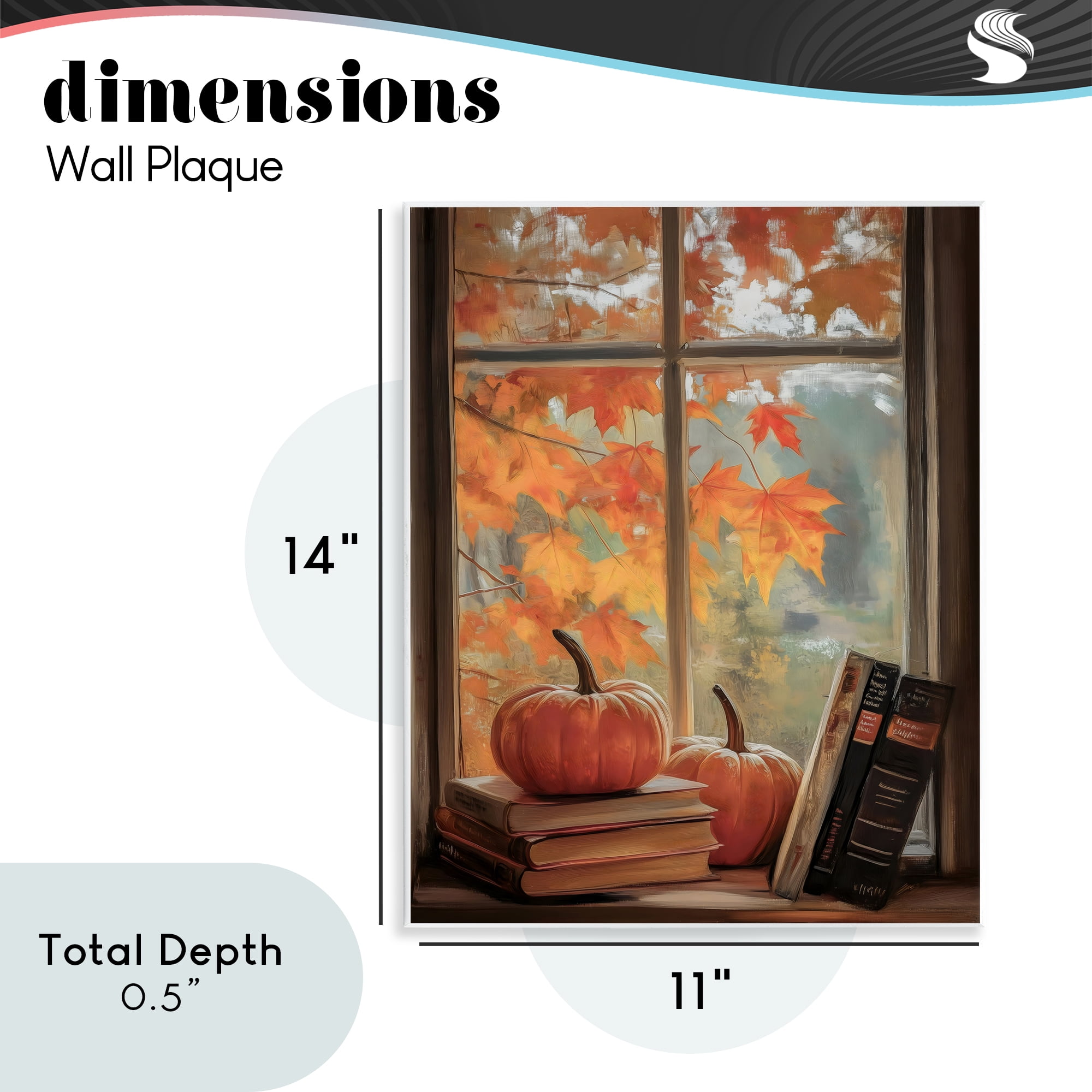Cozy Fall Window Books Wall Plaque Art, design by Arlington Prints