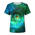 thumbnail image 4 of Penkiiy Galaxy Printed Shirt , Womens Vintage Casual Loose Short Sleeve Tee Tops 3XL Multicolor, 4 of 6