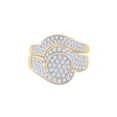 thumbnail image 2 of 14kt Yellow Gold Round Diamond Cluster Bridal Wedding Ring Band Set 1 Cttw, 2 of 5
