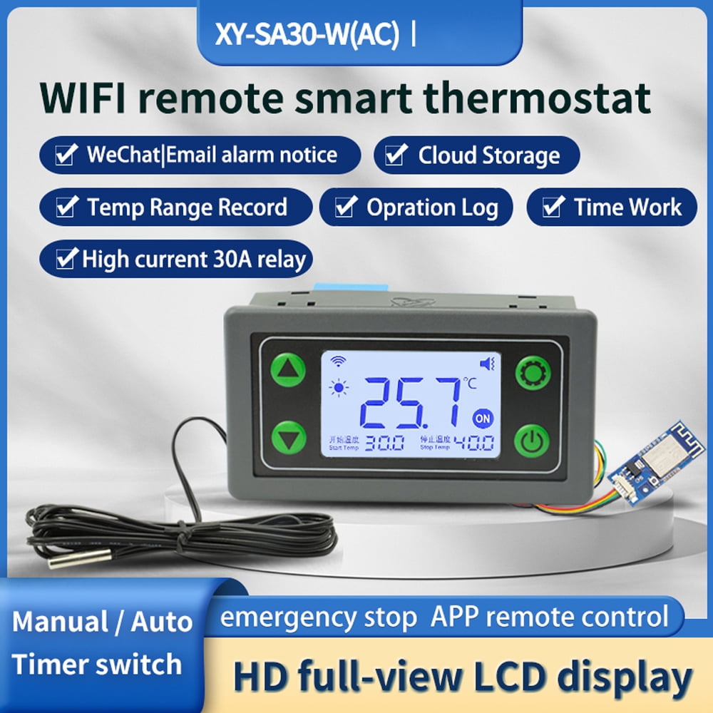 Thermostat,Relay With Shutdown Lcd Display Temperature Cloud Data Display App 30a Relay With Low Temperature Cloud Wifi Built-in 30a Precise With Shutdown And Shutdown And Low Havou
