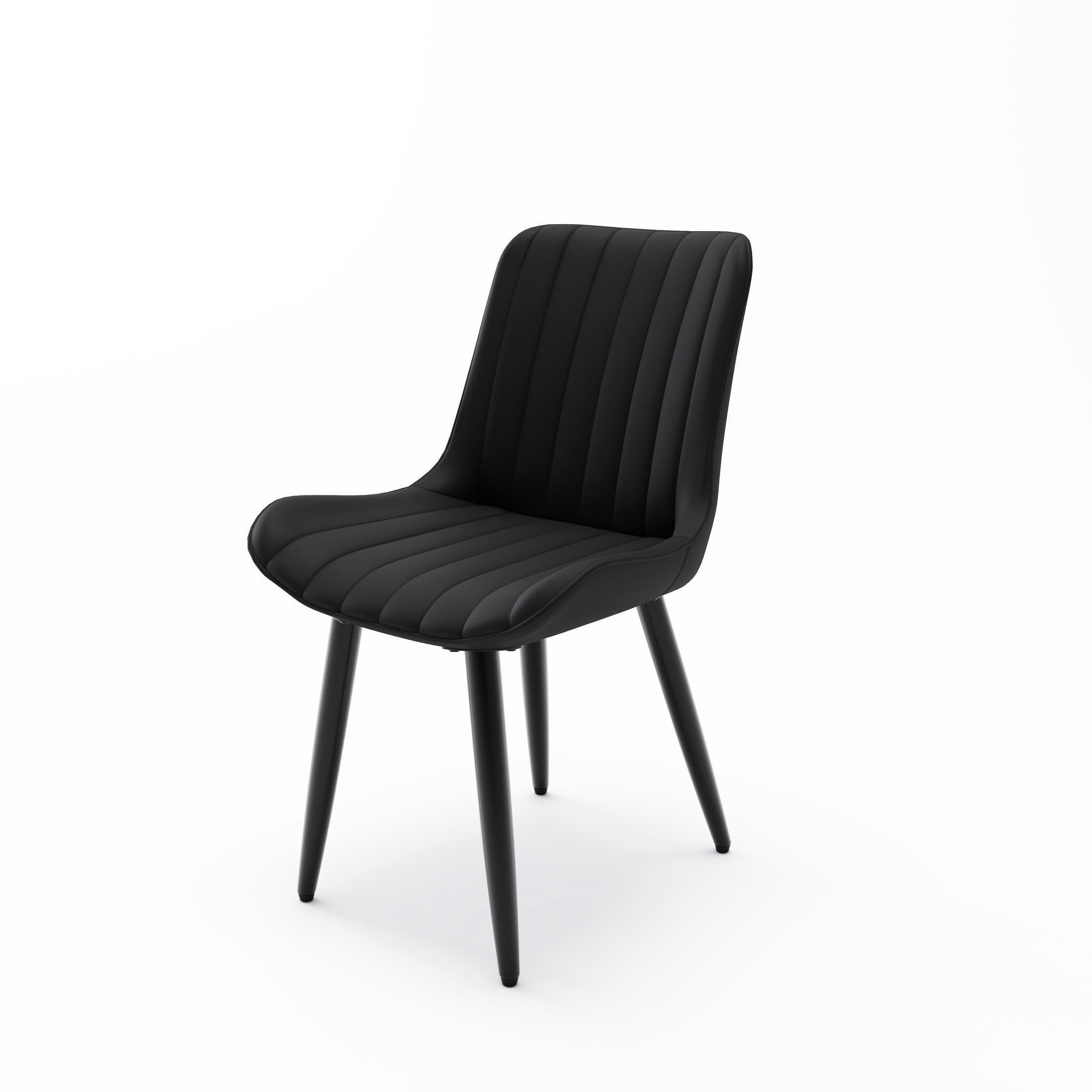 Noble House Modern PU Leather Dining Chairs with Metal Legs, Armless Side Chairs for Kitchen, Black, Set of 2