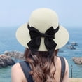 thumbnail image 5 of Sombrero de ala grande para mujer, de 56 a 58 cm de circunferencia, para verano, playa, sol, paja con lazo, 5 of 5
