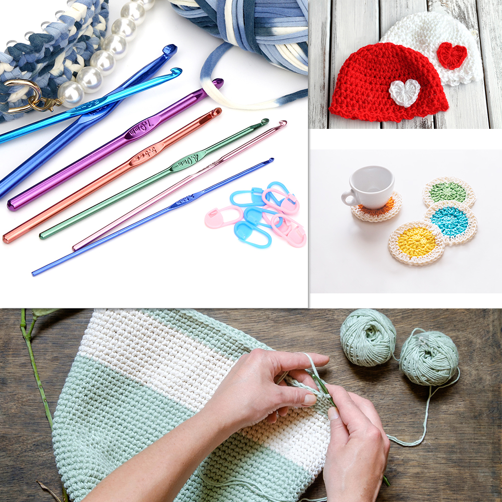Jupean Crochet Needles Set, Crochet Hooks Kit with Storage Case, DIY Hand Knitting Craft Art Tools,54 Pcs, Size: Set-1