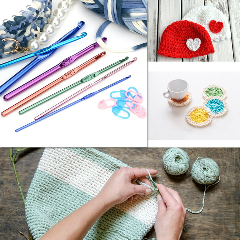 Jupean Crochet Hook, Extra Long Knitting Needles for Beginners and  Crocheting Yarn,3 mm 