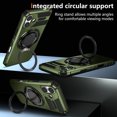 thumbnail image 5 of Allytechgroup Compatible with iPhone 16 Case with 1 Pack Screen Protector, Slim Fit 360° Ring Holder Shockproof Kickstand Magnetic Car Mount Supported Non-Slip Protective, for Women Men, Darkgreen, 5 of 11