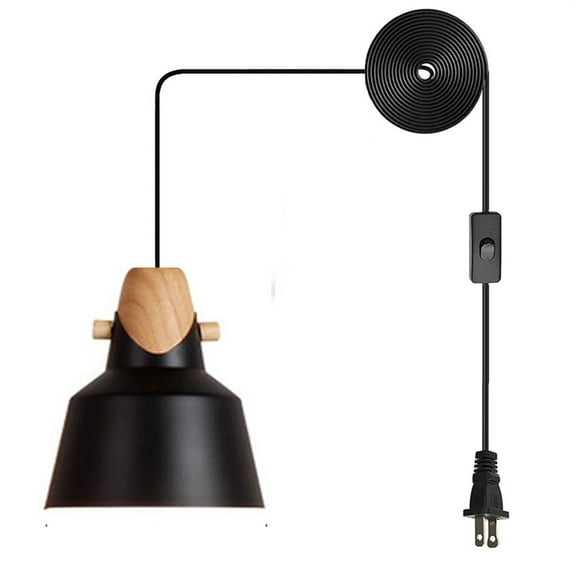 JLOWCO Farmhouse Corded Hanging Light Fixture Plug in Light Socket Modern Pendant Lights Kitchen Island Lighting Modern Light Fixture Led Black Lights (LED Bulb Include)