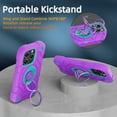 thumbnail image 5 of Dteck for iPhone 15 Pro Case with Screen Protector (2 Packs), Military Grade Drop Protection Shockproof Protective Phone Case with Rotating Ring Stand for iPhone 15 Pro,Purple+Mint, 5 of 6
