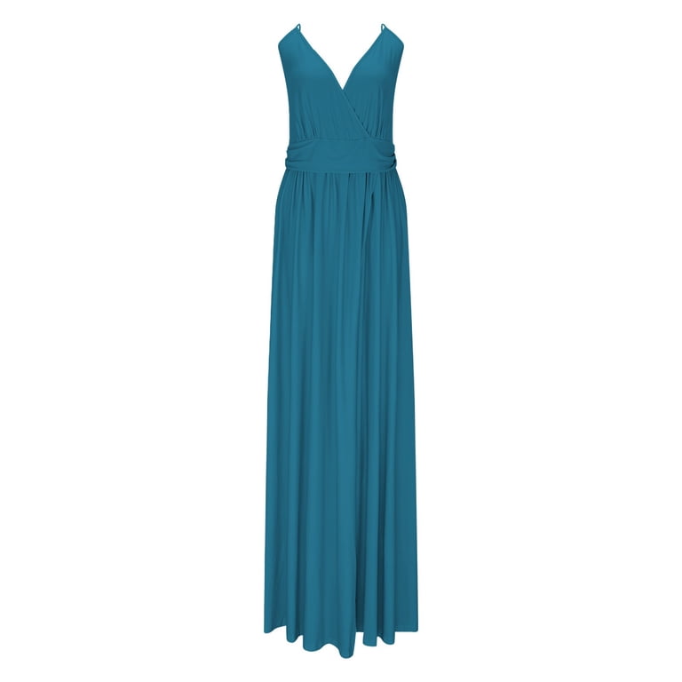 Summer Dresses for Women 2025, Women's Solid Color Camisole Waist Cinching Waistline Pleated Hanging Long Dress(Lake Blue,XL) - Walmart.com Summer Dresses for Women 2025, Women's Solid Color Camisole Waist Cinching Waistline Pleated Hanging Long Dress(Lake Blue,XL) - Walmart.com