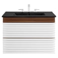 thumbnail image 2 of Modway Render 30" MDF Wood Wall-Mount Bathroom Vanity in White/Walnut/Black, 2 of 4