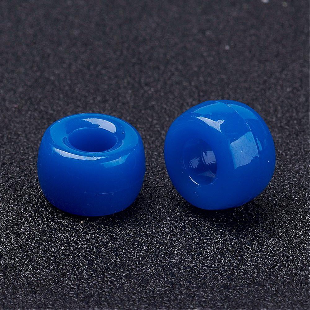 Opaque Acrylic European Beads Barrel Blue 9x6mm Hole: 4mm about 1900pcs/500g
