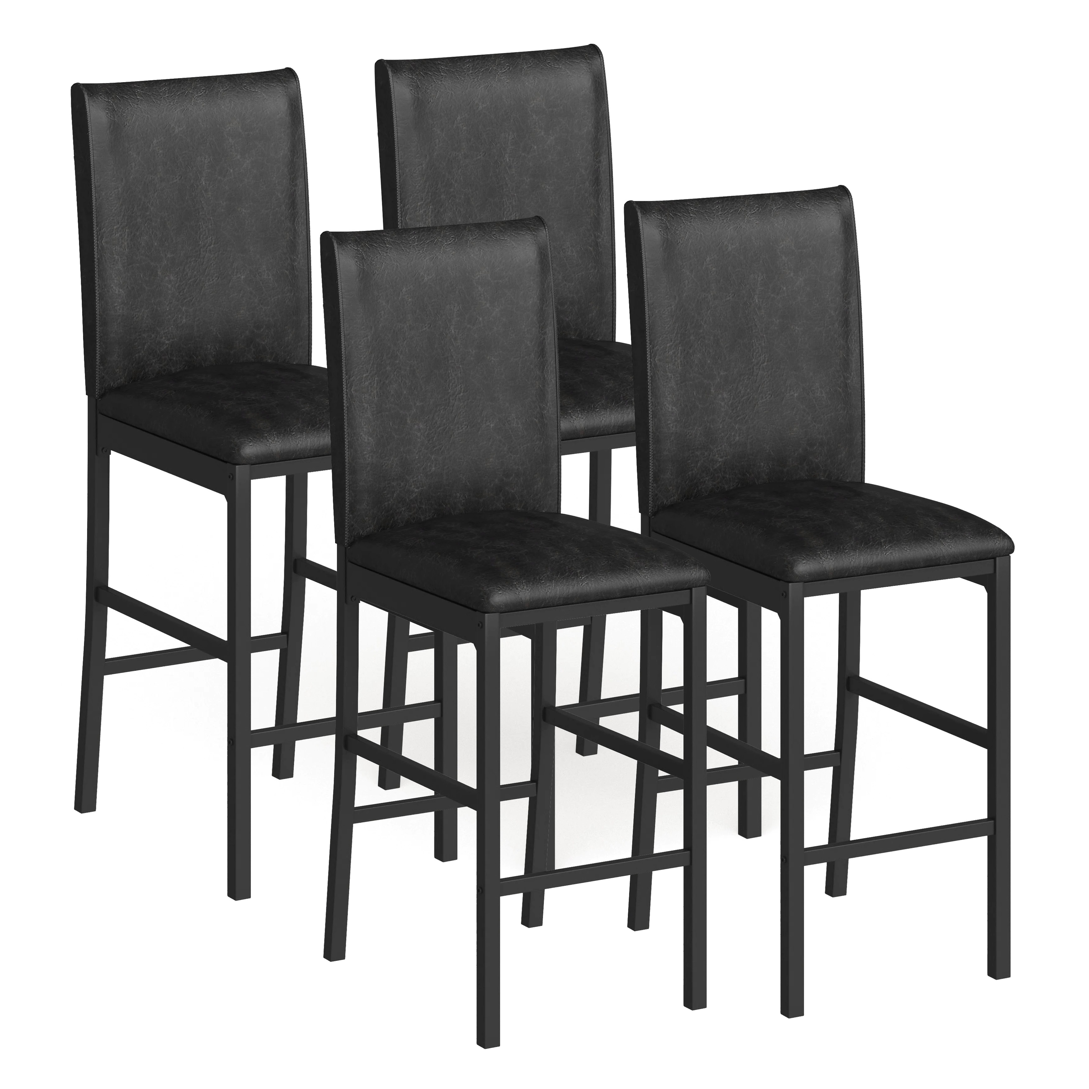 Weston Home Declan Faux Leather Metal Counter Height Chair, Dark Brown (Set of 4)