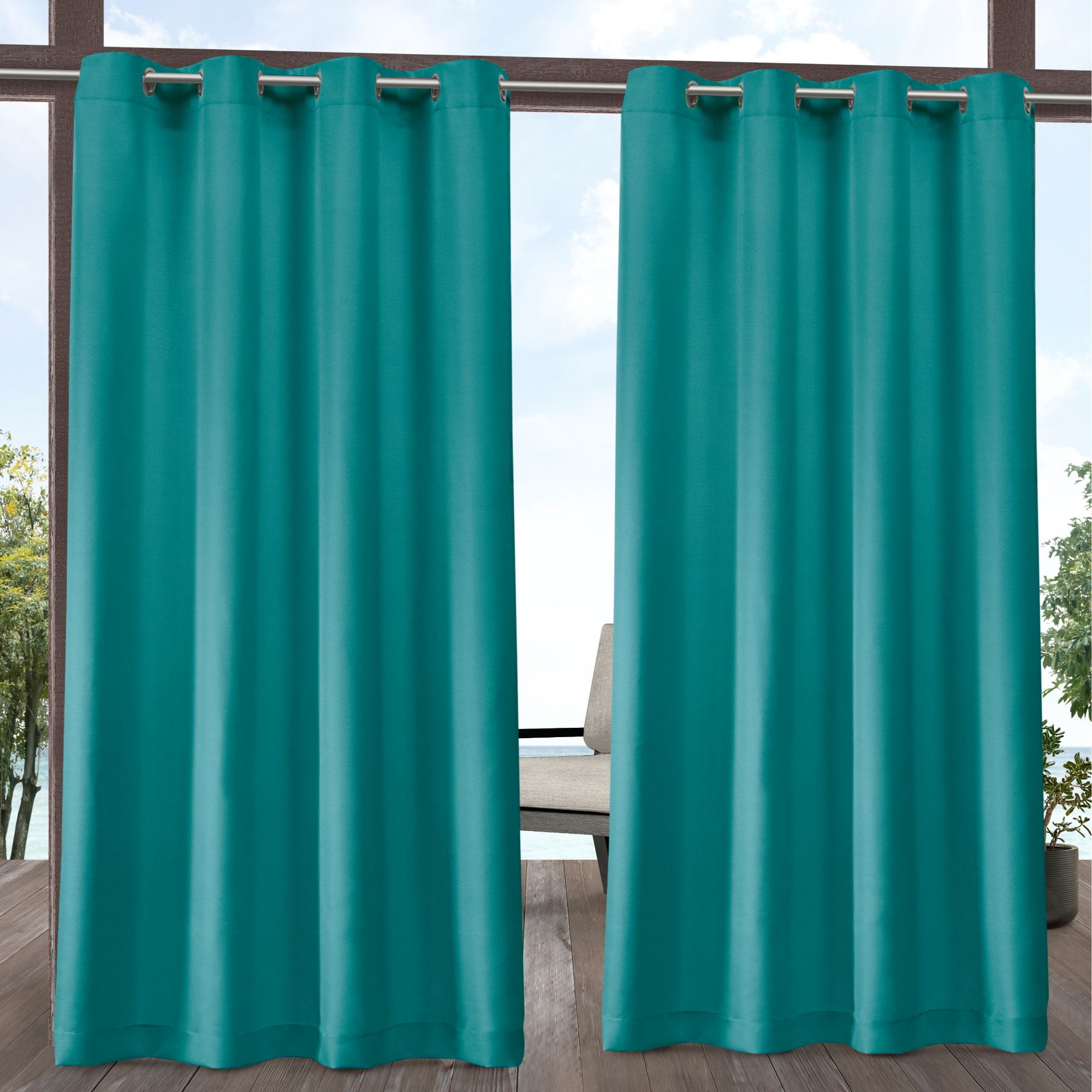 Exclusive Home Curtains Indoor/Outdoor Solid Cabana Grommet Top Curtain
