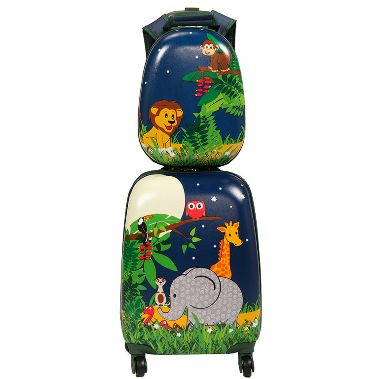 Tobbi 2 PC Kids Carry-on Luggage Set 12 Backpack & 16 Rolling Suitcase  School Travel Trolley ABS Luggage for Boys and Girls 
