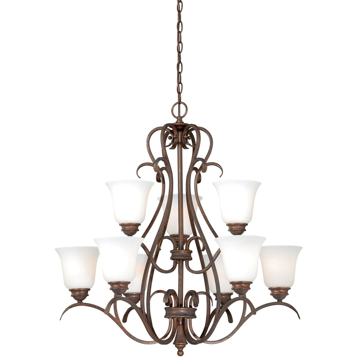 Chandeliers 9 Light Fixtures With Weared Patina Finish Steel Material