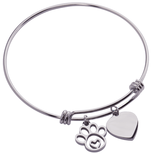 Pulsera para Mujer Huella de Gato, Perro y Animales LuckyLy, Acero Inoxidable plateado UNITALLA