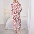 thumbnail image 6 of Wukai Red Football Print Women's Pajama Set - Soft Long Sleeve Sleepwear for Comfort and Style-X-Large, 6 of 9