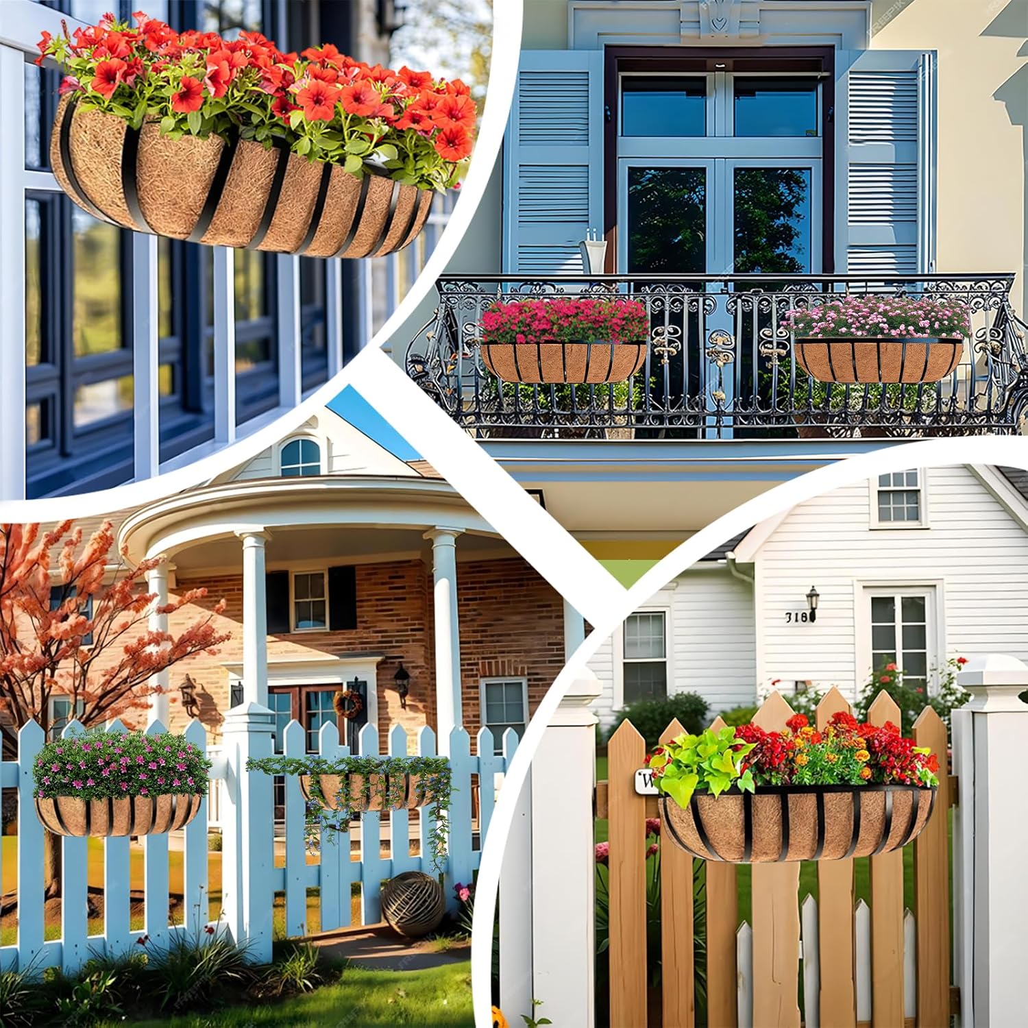2 Pack Trough Coco Fiber Replacement Liner, 16 inch Coconut Coir Planter for Window Box/Hanging Trough Planter, Garden Flower Vegetables Pot