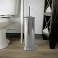 thumbnail image 4 of Slim Compact Freestanding Toilet Bowl Brush and Holder for Bathroom Storage and Organization - Space Saving, Sturdy, Deep Cleaning, Covered Brush, Metal in Shiny Finish, 4 of 6