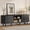 Black, variant on Aufeile TV Stand for 65 Inch TV, 59" Modern TV Stand with Power Outlet, Entertainment Center for Living Room, Fluted TV Console & Mueble Para TV with 2 Sliding Tambour Doors, Walnut