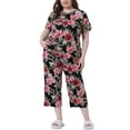 thumbnail image 1 of Conjunto de pijama de mujer plus size Agnes Orinda, de manga corta, ropa de dormir suave, conjunto de lounge 2X negro, 1 of 6