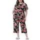 thumbnail image 1 of Conjunto de pijama de mujer plus size Agnes Orinda, de manga corta, ropa de dormir suave, conjunto de lounge 2X negro, 1 of 6