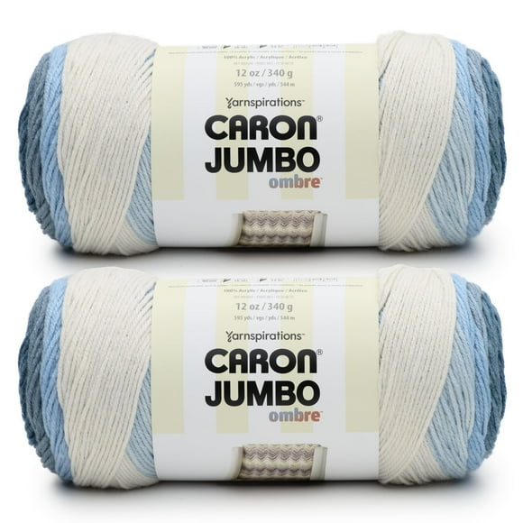 Yarn Caron Jumbo Ombre, paquete de 2 unidades, 680 g, acrílico estambrado, tamaño mediano