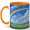 Orange, variant on Rainbow Meadow 11oz Ceramic Mug, Bright Sky Landscape Design