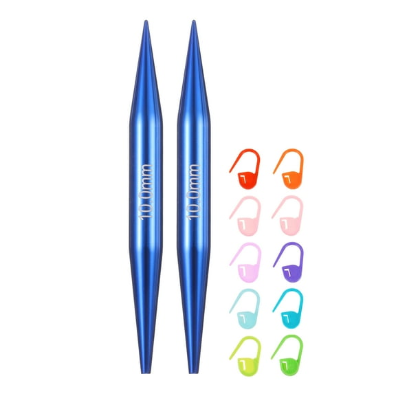 US Size 15 (10mm) Interchangeable Circular Knitting Needles with Stitch Markers