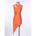 thumbnail image 3 of zdhoor Robe de Danse Lyrique Sans Manches pour Femmes à Ourlet Irrégulier, Latin Jazz Tango, Orange, P, 3 of 7