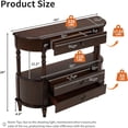 thumbnail image 6 of LKTART 52" Half Moon Console Table, Retro Curved Entryway Table with 3 Drawers & Open Shelf, Solid Wood Pine Legs, Espresso for Living Room Foyer, 6 of 9