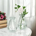 thumbnail image 2 of Clear Diamond-faceted Glass Vase for Flowers 4.5" W 7" H, 2 of 5