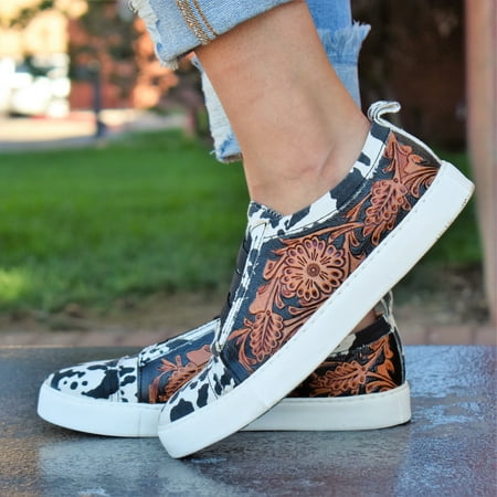 

Heifer Please Tooled Leather & Cow Print Loafers