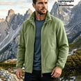 thumbnail image 2 of Jerdar Men's Reversible Sherpa Fleece Jacket Stand Collar Full Zip Up Double Sided Polyester Blend Solid Color Long Sleeve Warm Winter Casual Coat Outerwear, 2 of 9