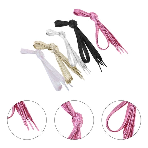 OULII 5Pcs Assorted Color Pearlescent Flat Shoelaces Metallic Glitter Shoe Lace Replacement for Sneakers