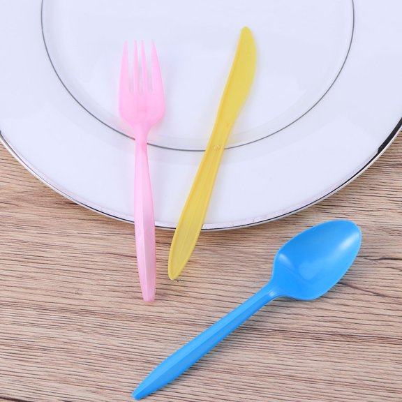 Toyvian Safe Odorless Assorted Color Plastic Cutlery for Events 18Pcs