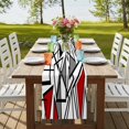 thumbnail image 4 of Table Runners 72 Inches Long Dress Scarves, Red Black Geometric Farmhouse Kitchen/Dining Table Runner, Coffee Tablerunners, Abstract Art Modern Line 14x72 Inch, 4 of 9
