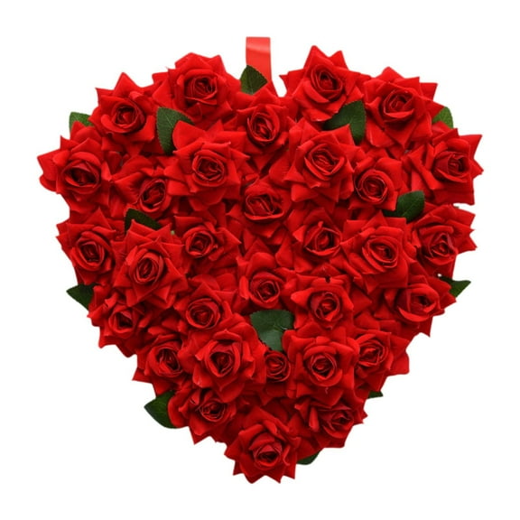 balikha Heart Shaped Wreath Valentine's Day Wreath 15 inch Romantic Front Door Wreath Valentines Day Decoration for Home Decor Window