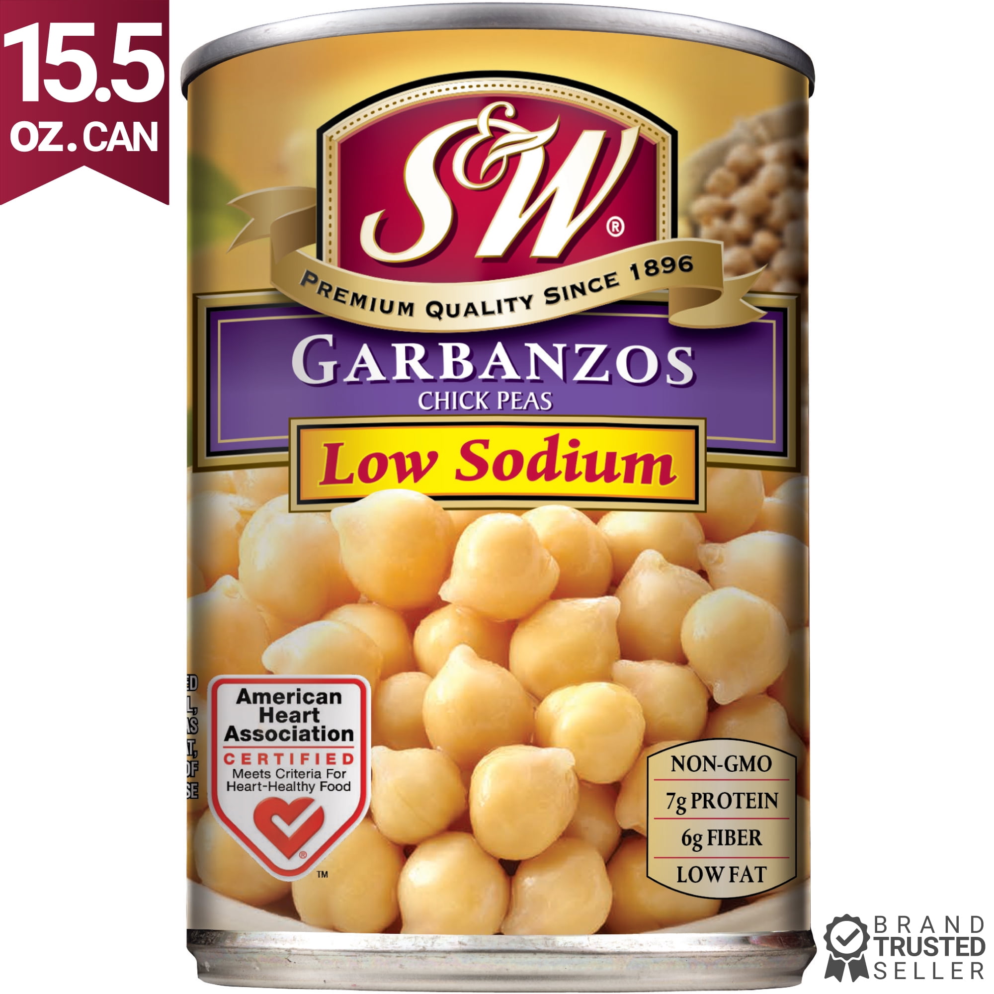 S&W Garbanzo Beans Chick Peas Low Sodium 15.5 Oz. Can Walmart