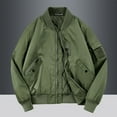 thumbnail image 4 of Aimik Hanes Up to 65% off clearance Men's Casual Bomber Jacket,Outdoor Fall/Winter Zip-Up Windbreaker,Water Resistant Padded Ma-1 Flight Jacket with Pocket-Green XXXL, 4 of 6
