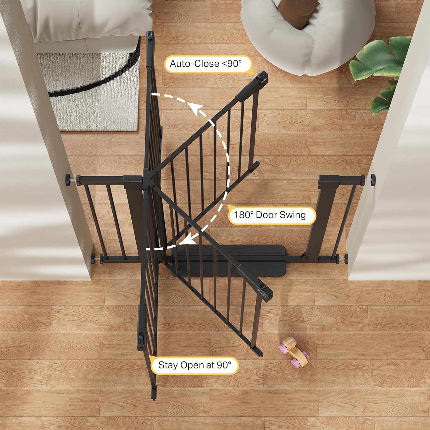 29.7-40.6"  Gate for Stairs,  Essential Safety Gate, Mom's Choice Awards Winner-Dog Gate for Doorways, Pressure Mounted Auto-Close Pet Gates for Dogs Indoor, Durable Child Gate, Black