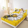 thumbnail image 4 of jejeloiu Kawaii Flowers Daisy Queen Sheet Sets,Yellow Black Bee Bed Set For Girls Kids 4pcs, 4 of 7